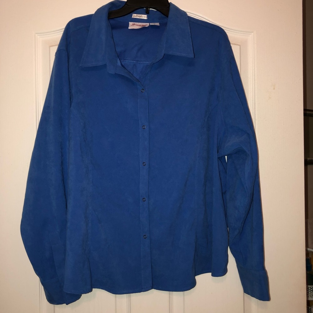Joanna Plus Stretch Blue LS Blouse 3X